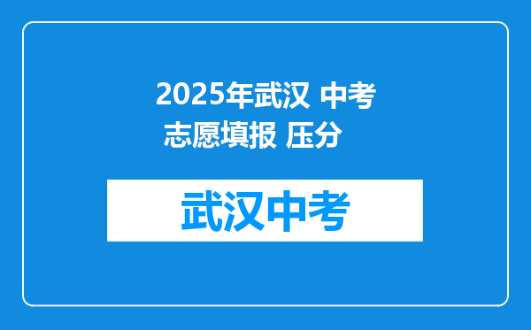 2025年武汉 中考 志愿填报 压分