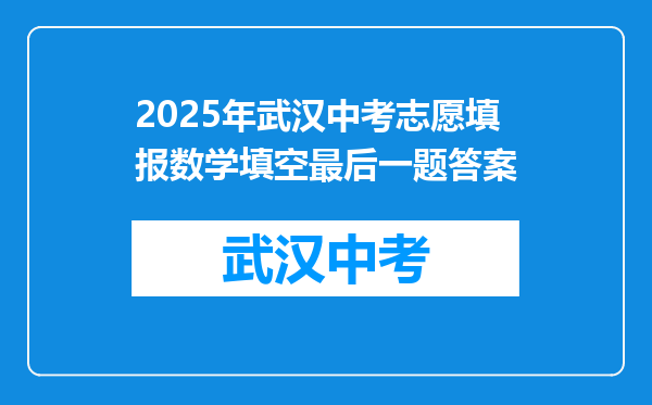 2025年武汉中考志愿填报数学填空最后一题答案