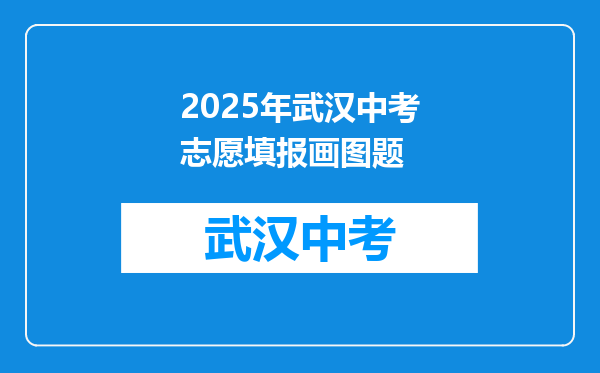 2025年武汉中考志愿填报画图题