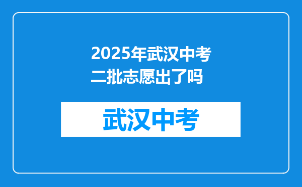 2025年武汉中考二批志愿出了吗