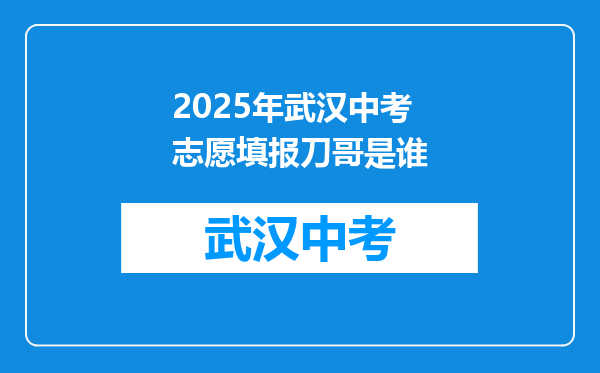 2025年武汉中考志愿填报刀哥是谁
