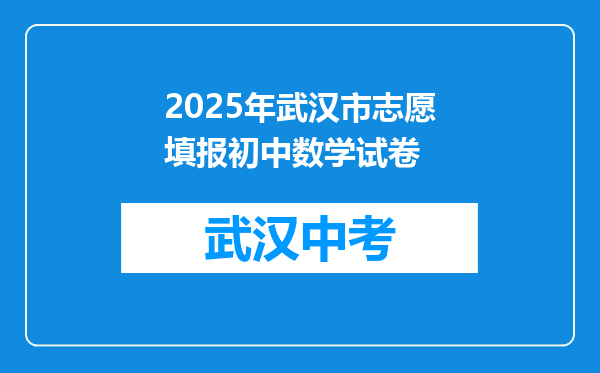 2025年武汉市志愿填报初中数学试卷