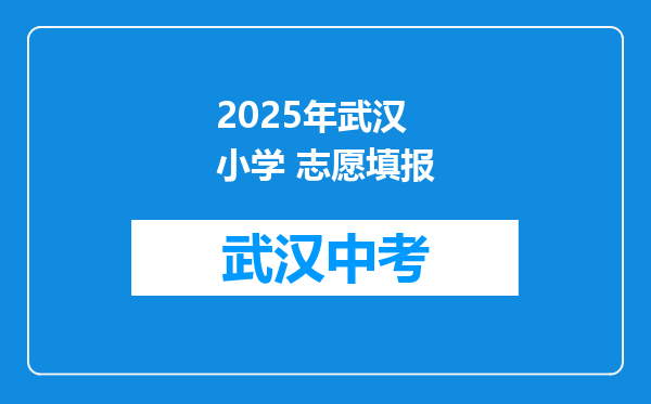 2025年武汉 小学 志愿填报