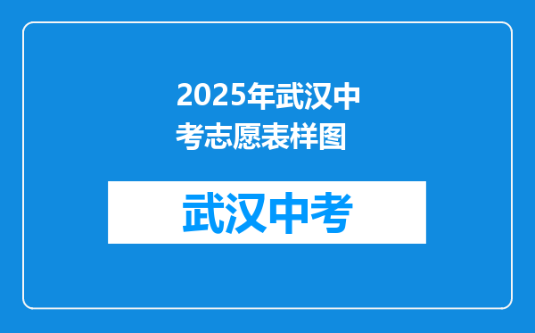 2025年武汉中考志愿表样图