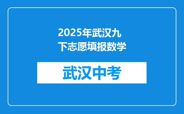 2025年武汉九下志愿填报数学