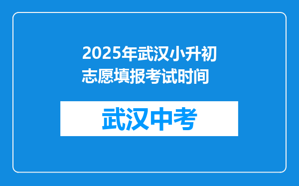2025年武汉小升初志愿填报考试时间
