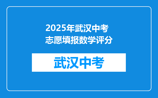 2025年武汉中考志愿填报数学评分