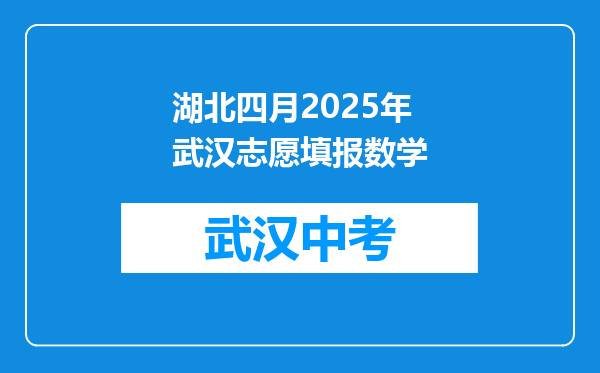 湖北四月2025年武汉志愿填报数学