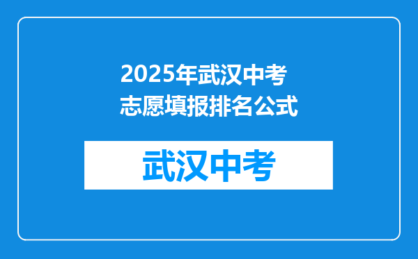 2025年武汉中考志愿填报排名公式