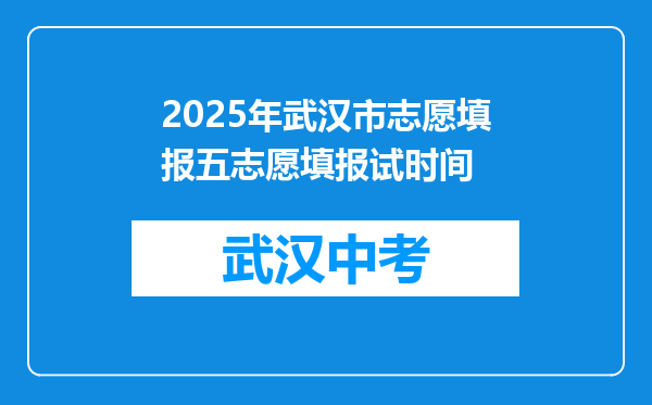2025年武汉市志愿填报五志愿填报试时间