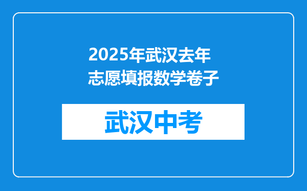 2025年武汉去年志愿填报数学卷子