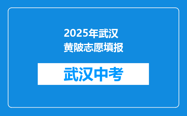 2025年武汉黄陂志愿填报