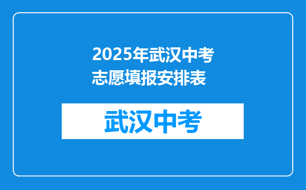 2025年武汉中考志愿填报安排表