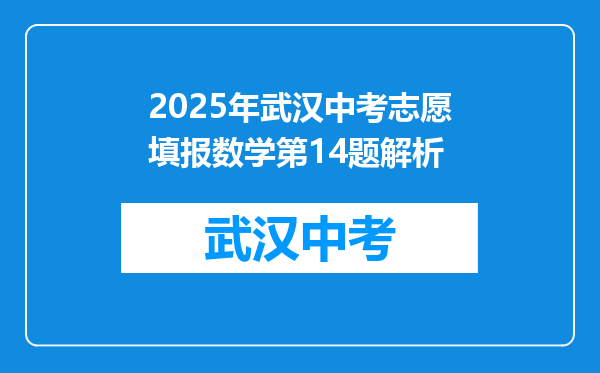 2025年武汉中考志愿填报数学第14题解析