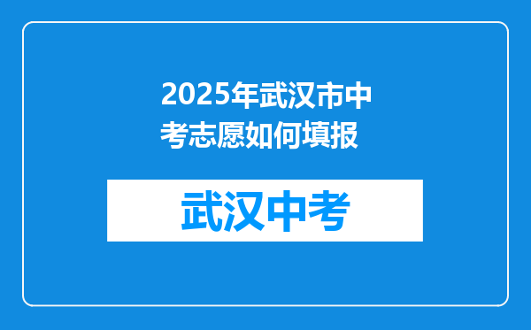 2025年武汉市中考志愿如何填报