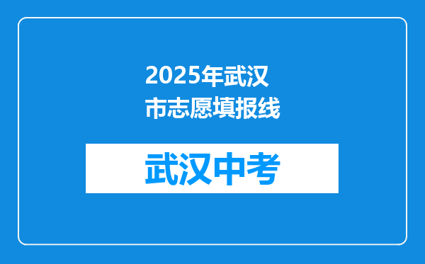 2025年武汉市志愿填报线