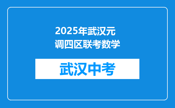 2025年武汉元调四区联考数学