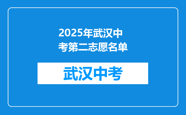 2025年武汉中考第二志愿名单