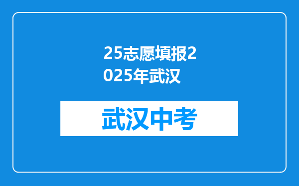 25志愿填报2025年武汉
