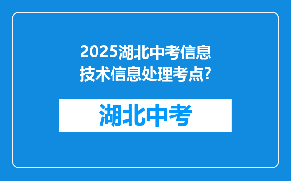 2025湖北中考信息技术信息处理考点？