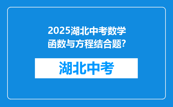 2025湖北中考数学函数与方程结合题？