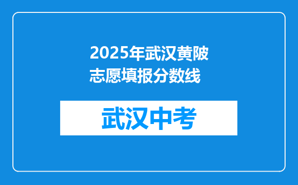 2025年武汉黄陂志愿填报分数线