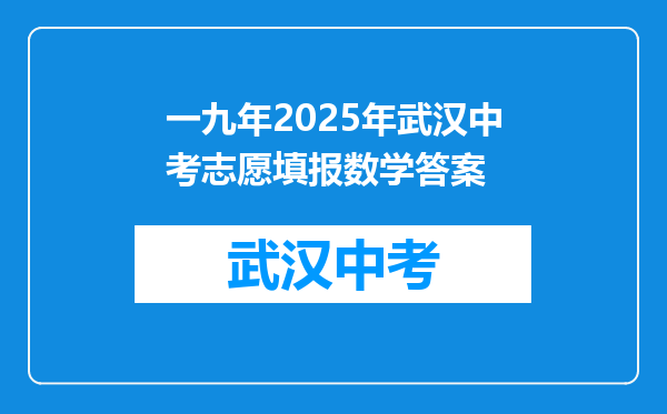 一九年2025年武汉中考志愿填报数学答案
