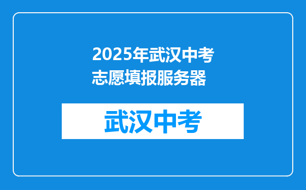 2025年武汉中考志愿填报服务器