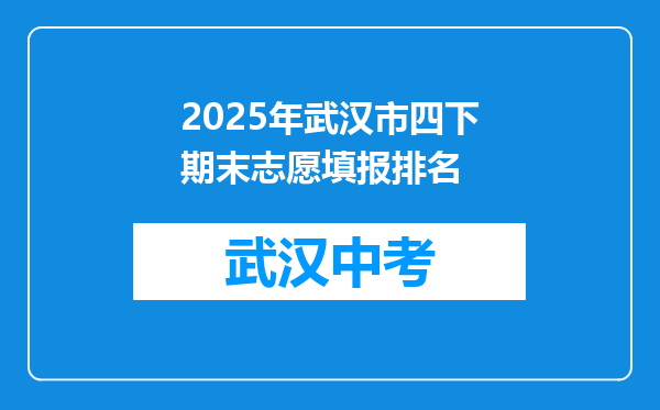 2025年武汉市四下期末志愿填报排名