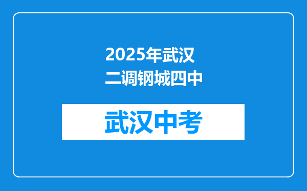 2025年武汉二调钢城四中