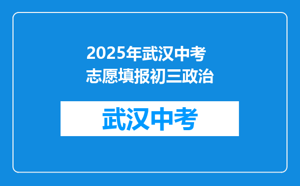 2025年武汉中考志愿填报初三政治