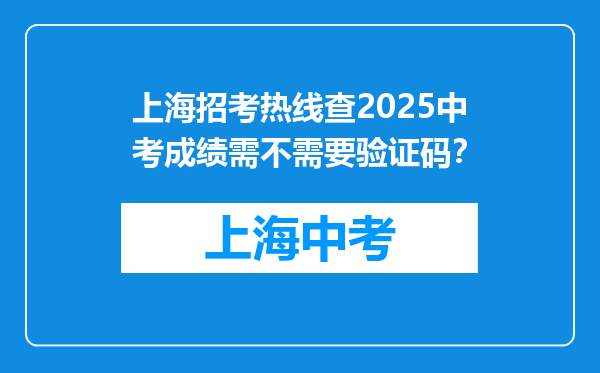 上海招考热线查2025中考成绩需不需要验证码？