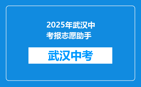 2025年武汉中考报志愿助手