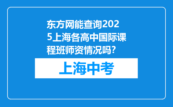 东方网能查询2025上海各高中国际课程班师资情况吗？