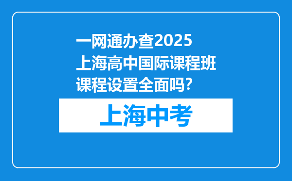 一网通办查2025上海高中国际课程班课程设置全面吗？
