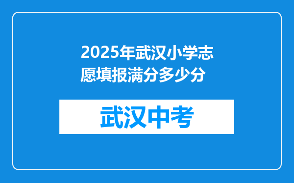2025年武汉小学志愿填报满分多少分
