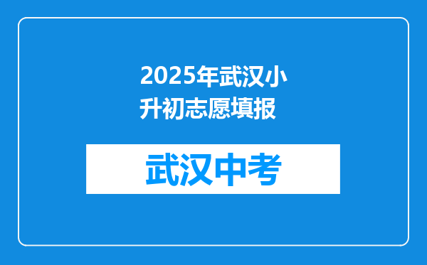 2026年武汉小升初志愿填报