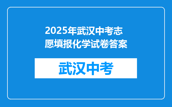 2025年武汉中考志愿填报化学试卷答案