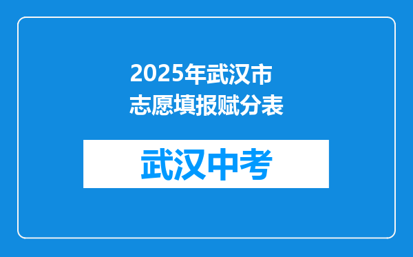 2025年武汉市志愿填报赋分表