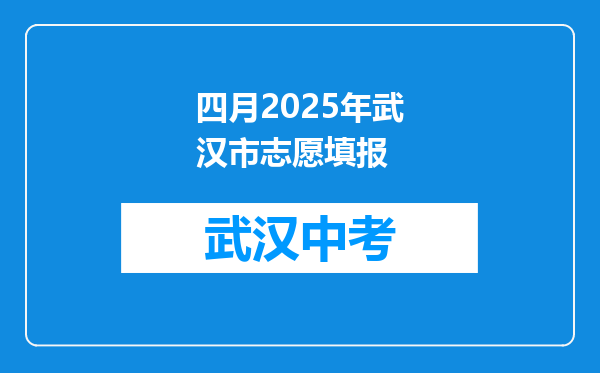 四月2025年武汉市志愿填报