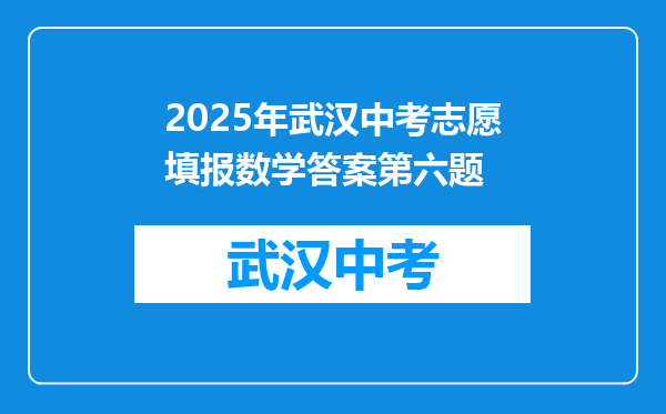 2025年武汉中考志愿填报数学答案第六题