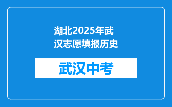 湖北2025年武汉志愿填报历史