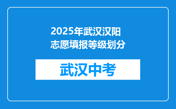 2025年武汉汉阳志愿填报等级划分