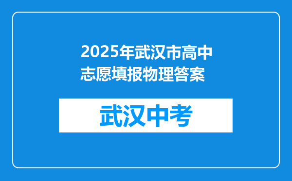 2025年武汉市高中志愿填报物理答案