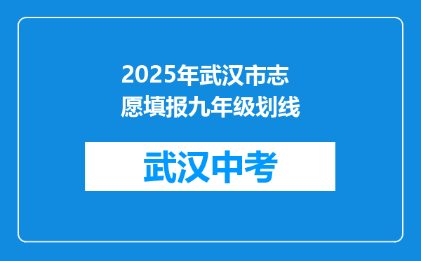 2025年武汉市志愿填报九年级划线
