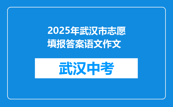 2025年武汉市志愿填报答案语文作文