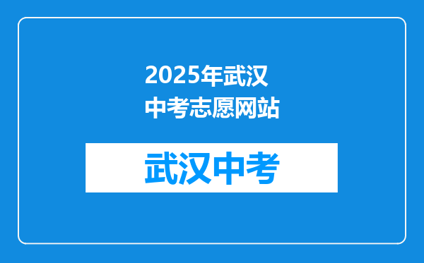 2025年武汉中考志愿网站