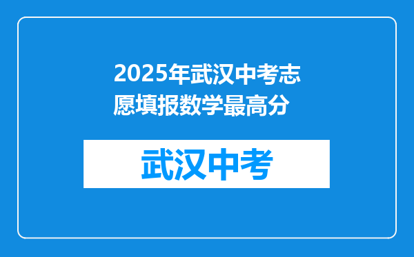 2025年武汉中考志愿填报数学最高分