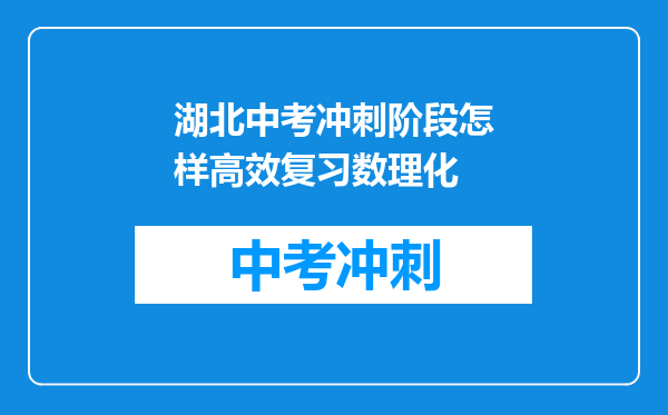 湖北中考冲刺阶段怎样高效复习数理化