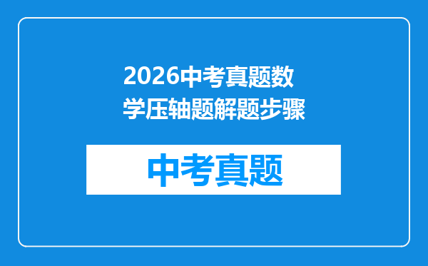 2026中考真题数学压轴题解题步骤